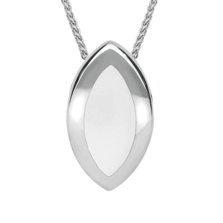 Sterling Silver Bauxite Framed Marquise Necklace - Silver