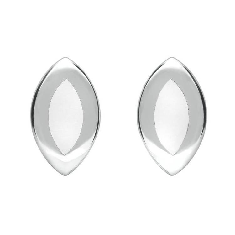 Sterling Silver Bauxite Framed Marquise Stud Earrings