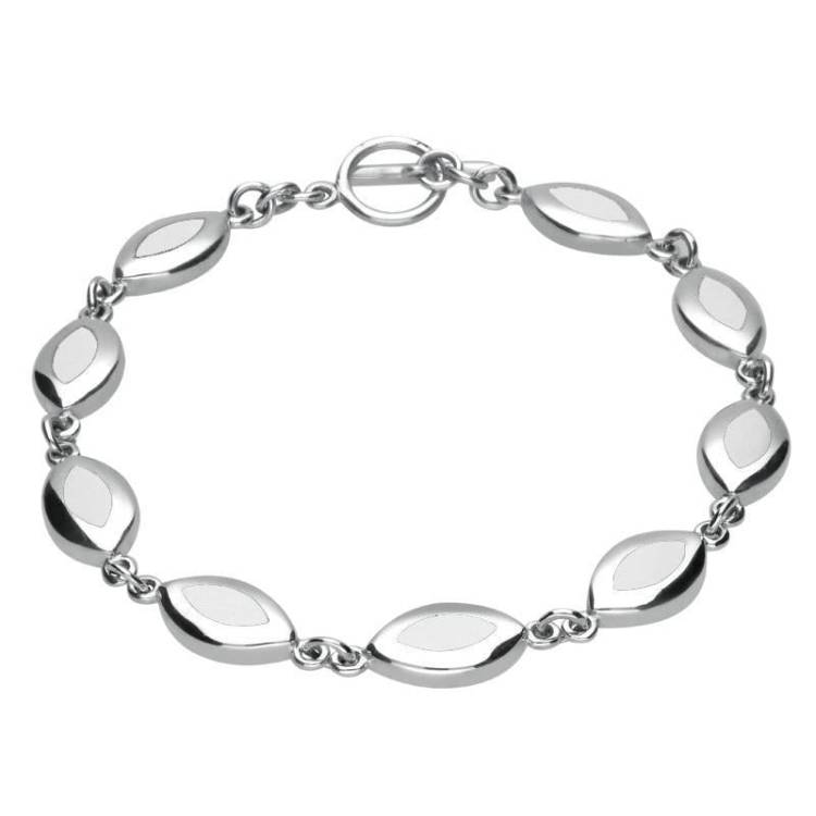 Sterling Silver Bauxite Framed Nine Stone Marquise Bracelet