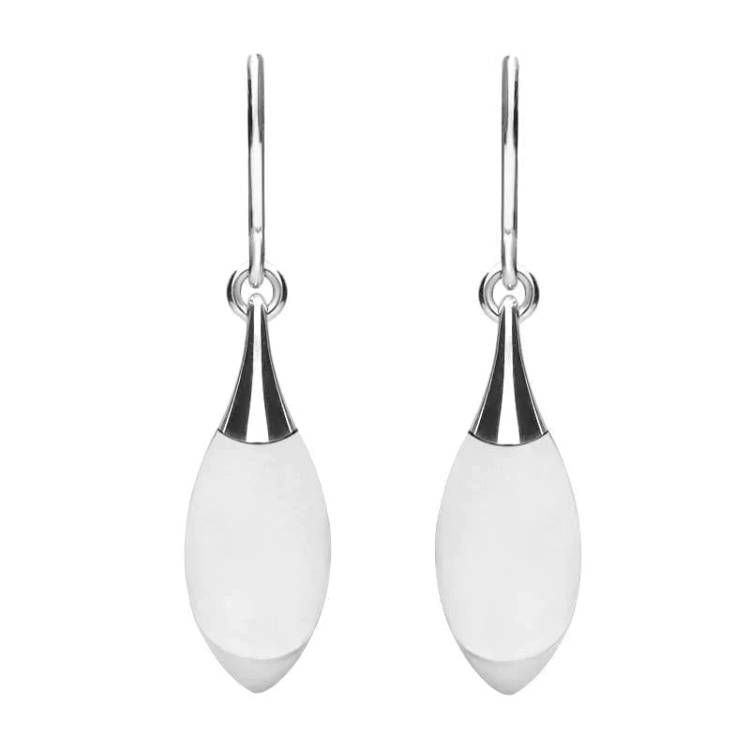 Sterling Silver Bauxite Half Pear Drop Hook Earrings - Silver