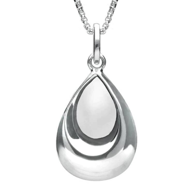 Sterling Silver Bauxite Half Stone Tear Drop Necklace - Silver