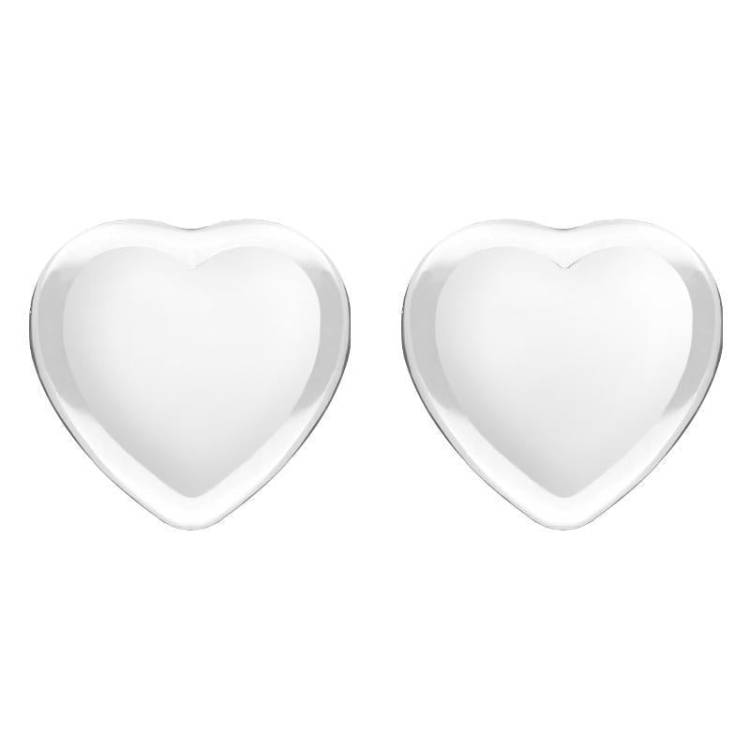 Sterling Silver Bauxite Large Heart Stud Earrings - Silver