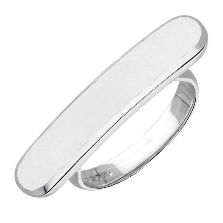 Sterling Silver Bauxite Lineaire Long Oval Ring