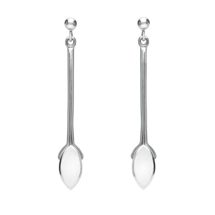 Sterling Silver Bauxite Long Marquise Oval Drop Earrings