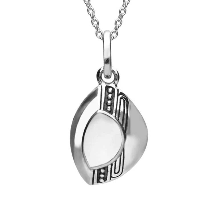 Sterling Silver Bauxite Marquise Beaded Line Necklace - Silver