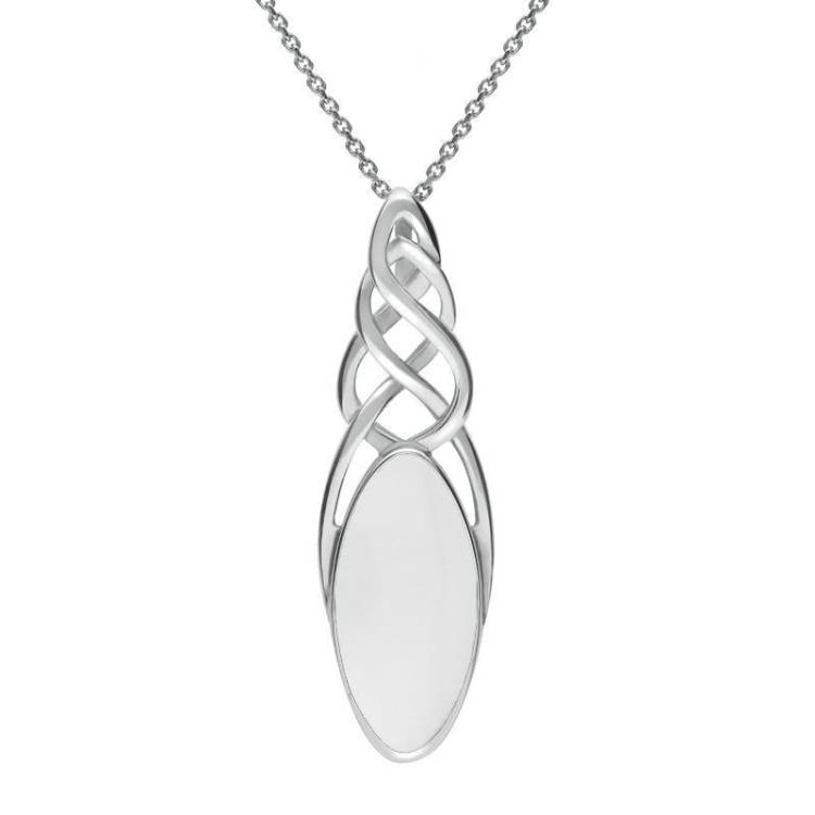 Sterling Silver Bauxite Marquise Pierced Long Necklace - Silver