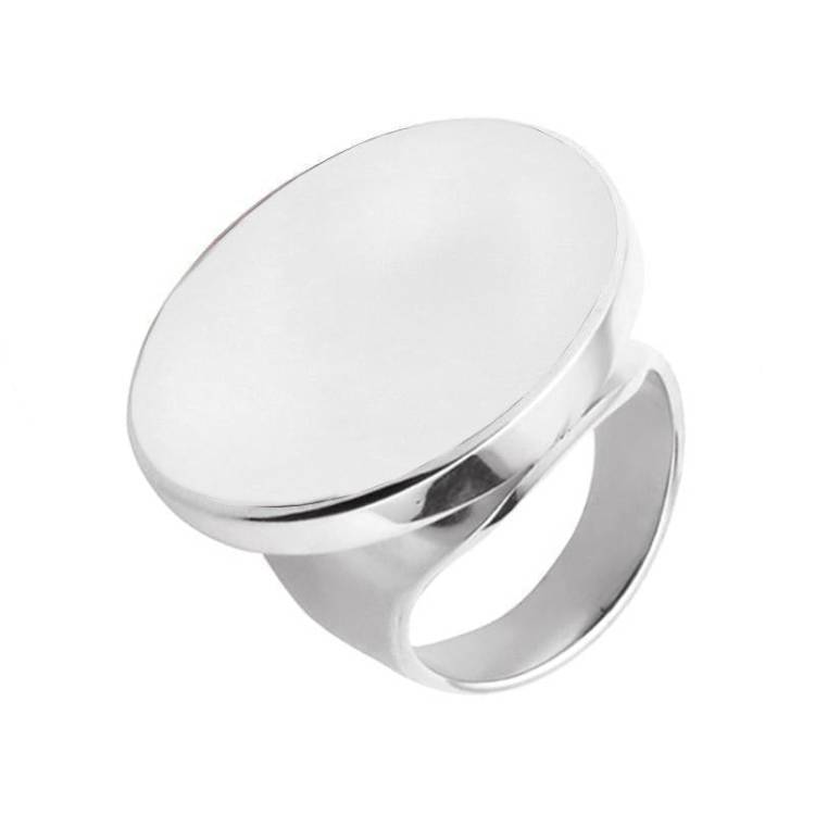 Sterling Silver Bauxite Medium Round Ring