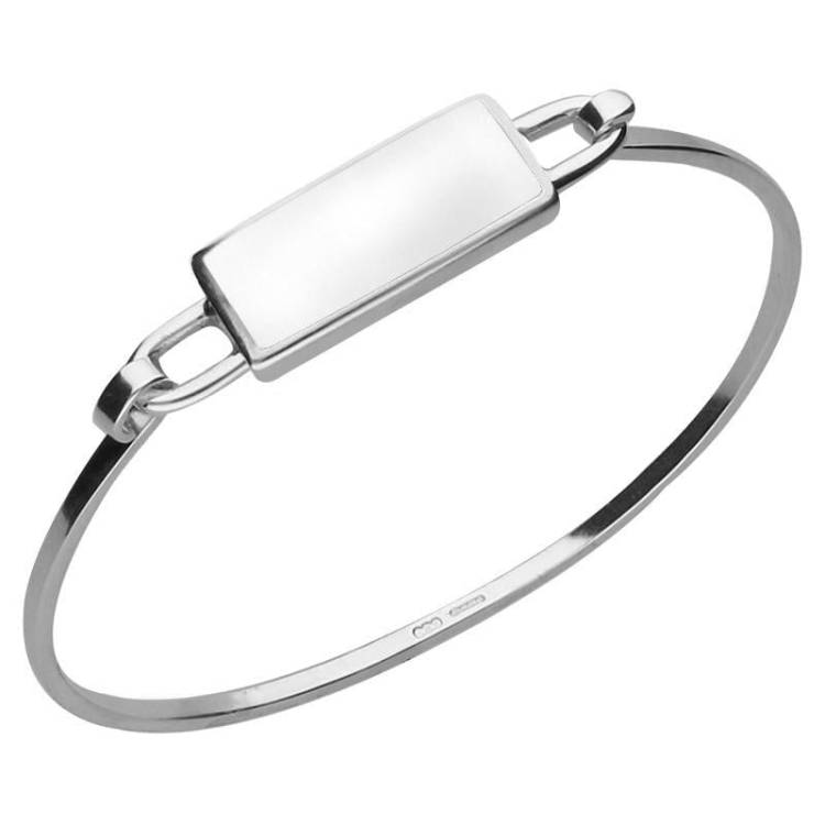 Sterling Silver Bauxite Oblong Bangle