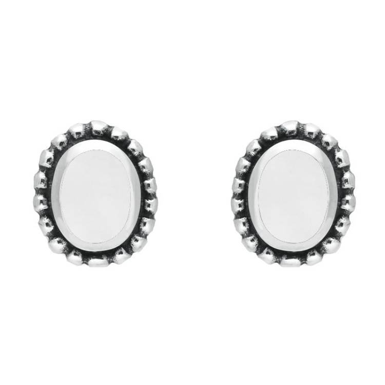 Sterling Silver Bauxite Oval Bobble Edge Stud Earrings