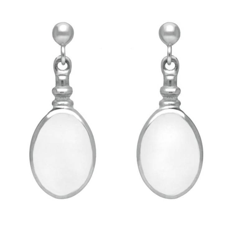 Sterling Silver Bauxite Oval Bottle Top Drop Earrings