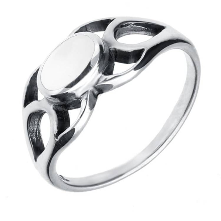Sterling Silver Bauxite Oval Pierced Spoon Ring - Silver
