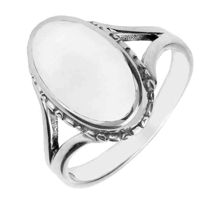 Sterling Silver Bauxite Oval Rope Edge Ring