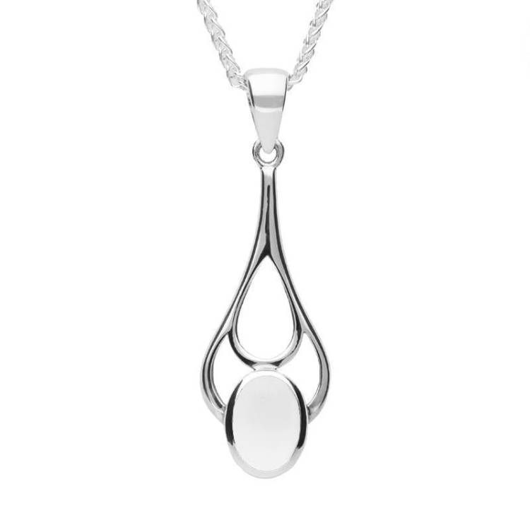 Sterling Silver Bauxite Oval Spoon Necklace - Silver