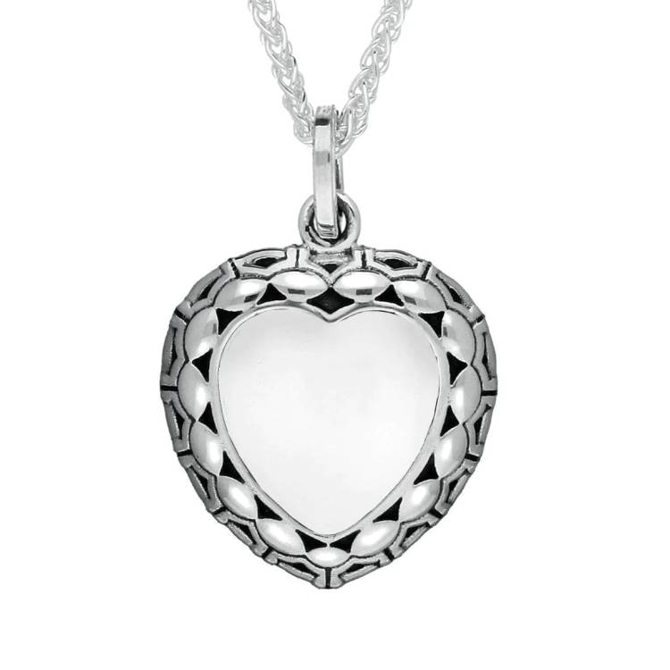 Sterling Silver Bauxite Oxidised Heart Necklace - Silver
