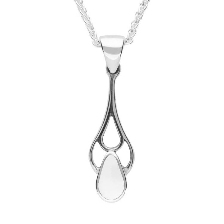 Sterling Silver Bauxite Pear Shaped Spoon Drop Necklace - Silver