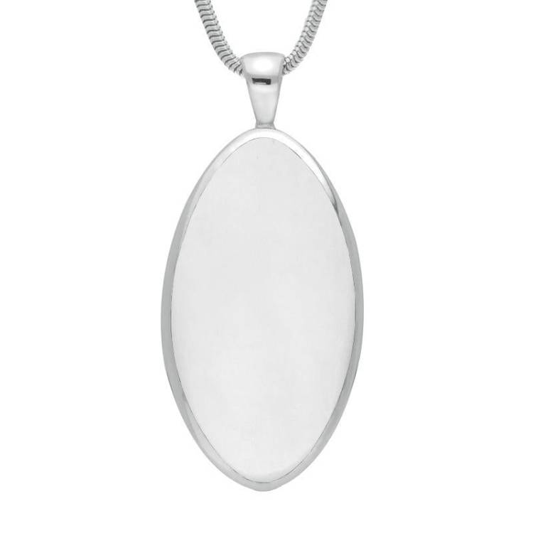 Sterling Silver Bauxite Pointed Oval Necklace - Silver