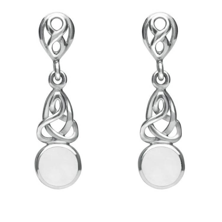 Sterling Silver Bauxite Round Celtic Dropper Earrings