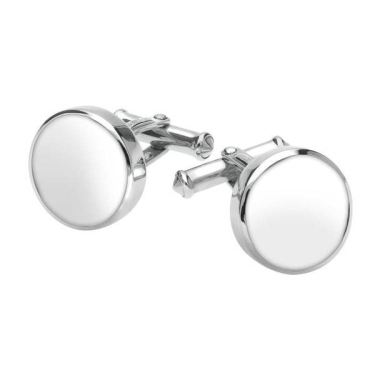 Sterling Silver Bauxite Round Shape Cufflinks