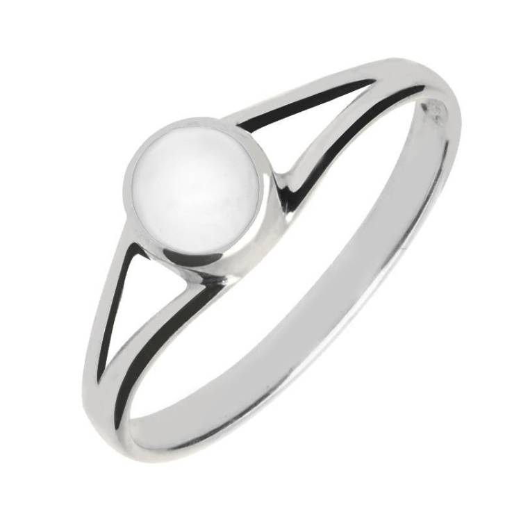 Sterling Silver Bauxite Round Split Shoulder Ring - Silver