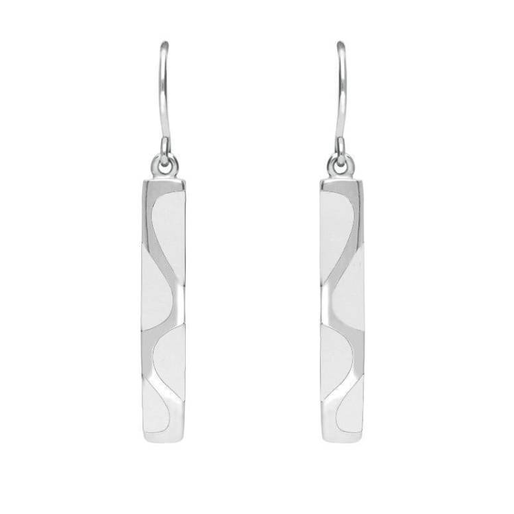 Sterling Silver Bauxite Slim Four Stone Drop Earrings - Silver