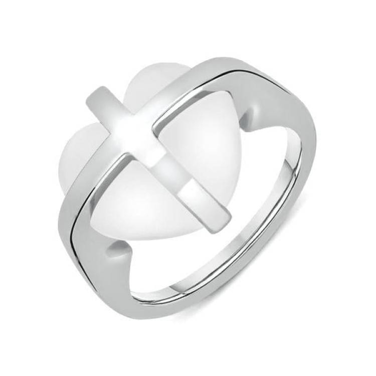 Sterling Silver Bauxite Cross Heart Ring