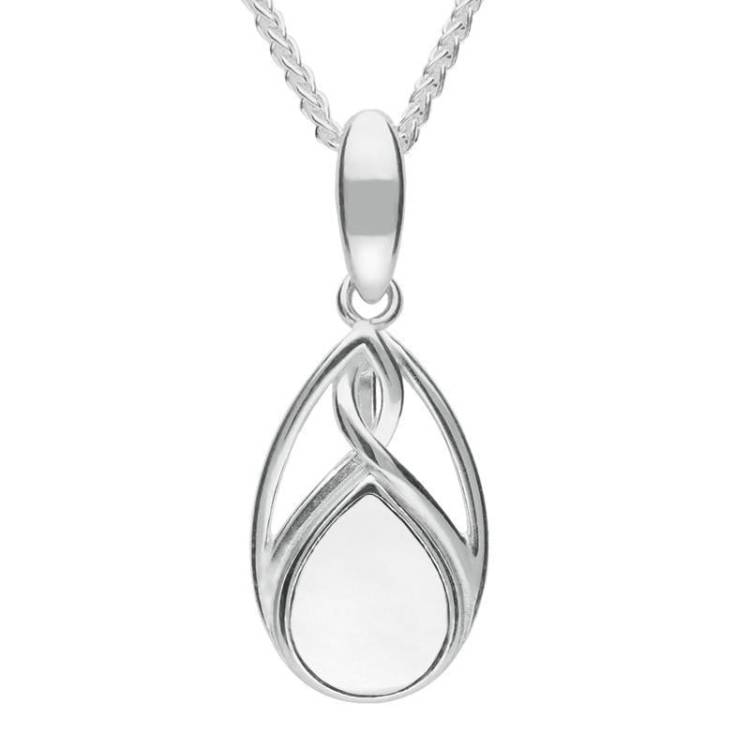 Sterling Silver Bauxite Small Pear Twist Celtic Necklace - Silver