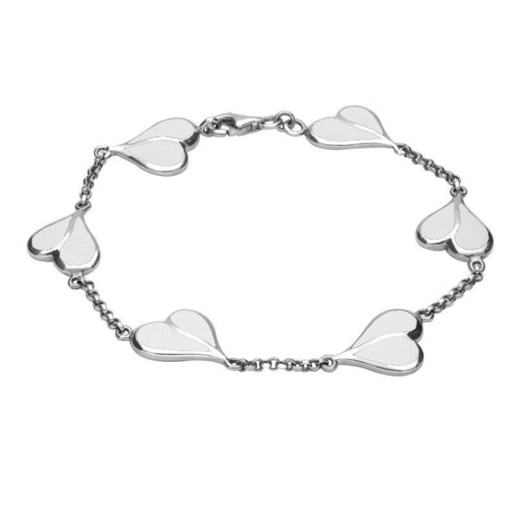Sterling Silver Bauxite Split Heart Bracelet