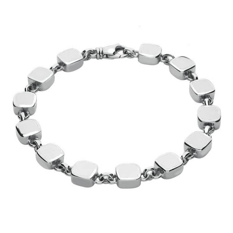 Sterling Silver Bauxite Square Small Cushion Bracelet
