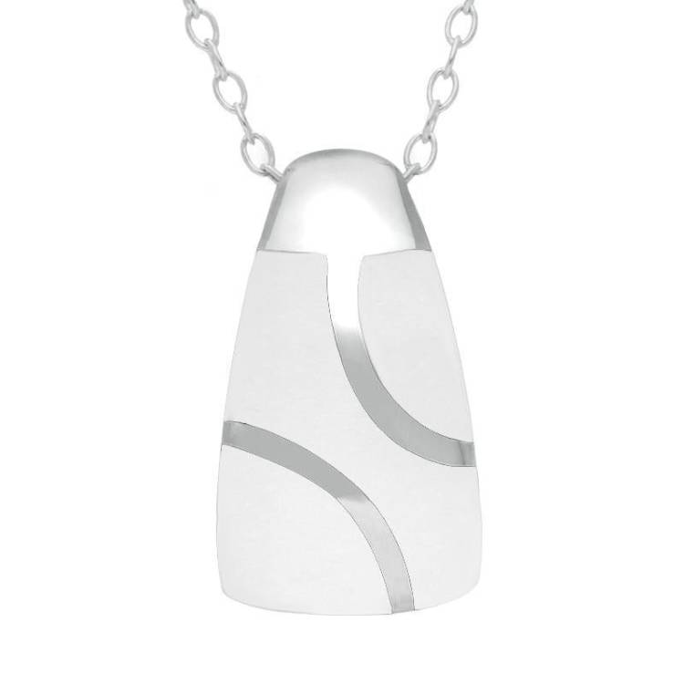 Sterling Silver Bauxite Three Stone Tapered Barrel Necklace - Silver