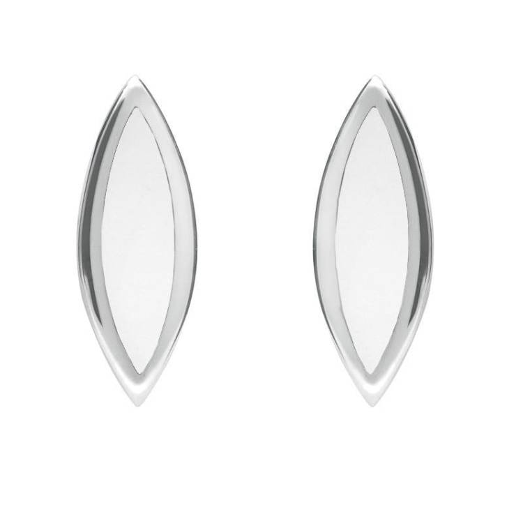 Sterling Silver Bauxite Toscana Long Marquise Stud Earrings - Silver