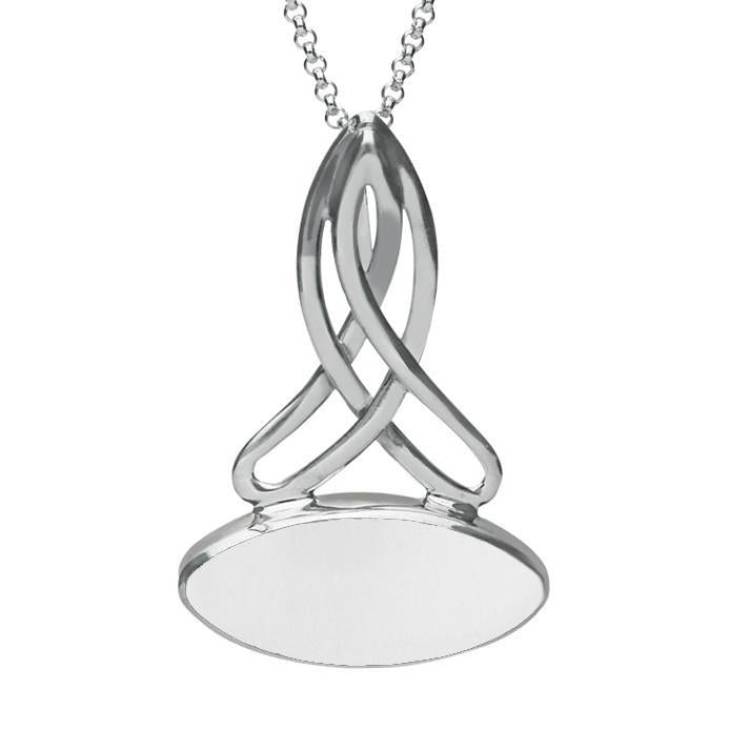 Sterling Silver Bauxite Wide Marquise Celtic Necklace - Silver