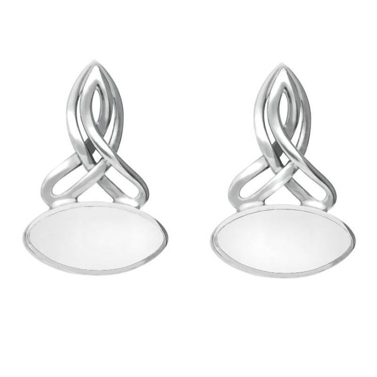 Sterling Silver Bauxite Wide Marquise Celtic Stud Earrings