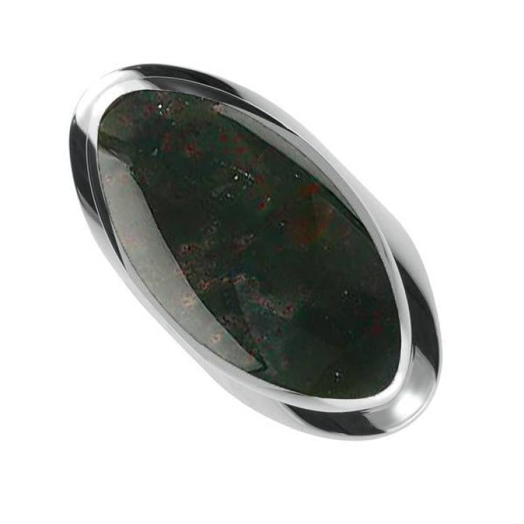 Sterling Silver Bloodstone Large Oval Statement Ring