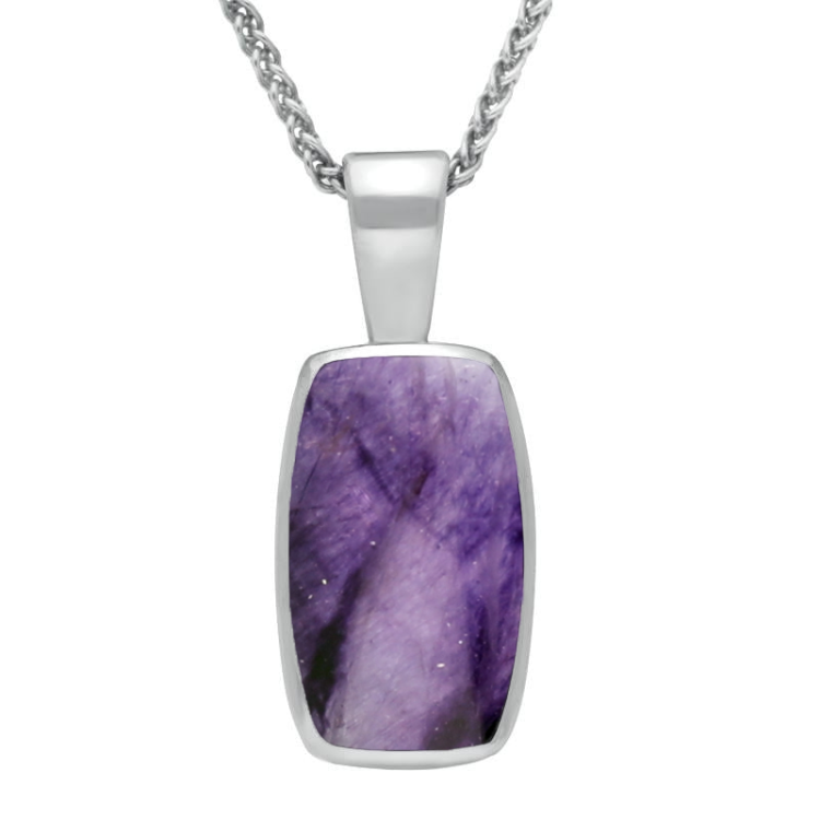 Sterling Silver Blue John Barrel Shaped Necklace - Option1 Value Silver