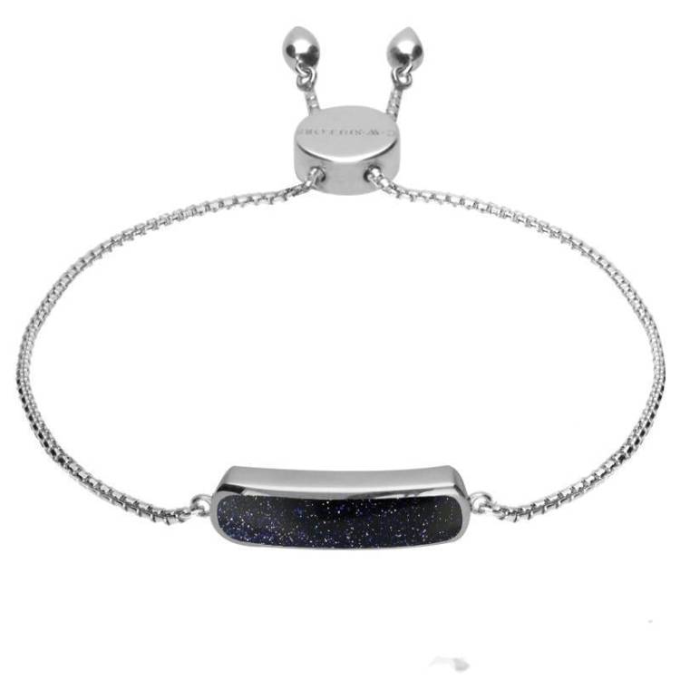 Sterling Silver Blue Goldstone Lineaire Petite Bracelet