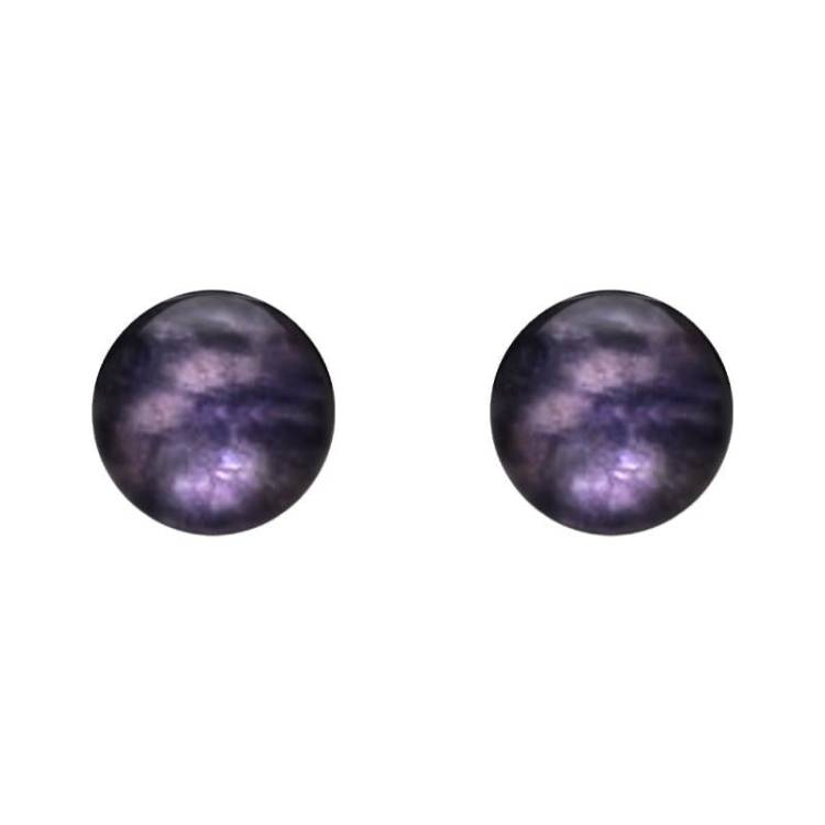 Sterling Silver Blue John 8mm Ball Stud Earrings - Silver