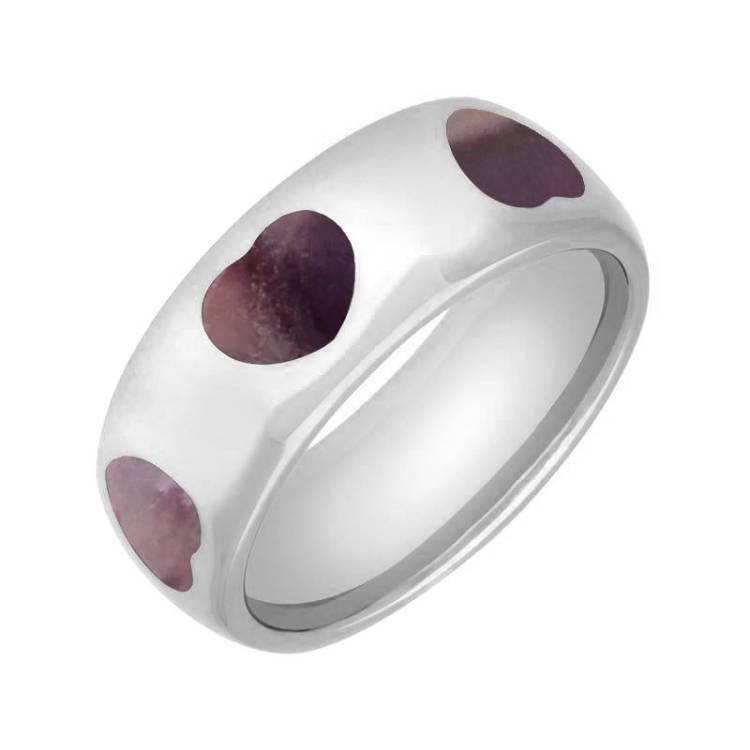 Sterling Silver Blue John 8mm Heart Inlaid Band Ring - Silver