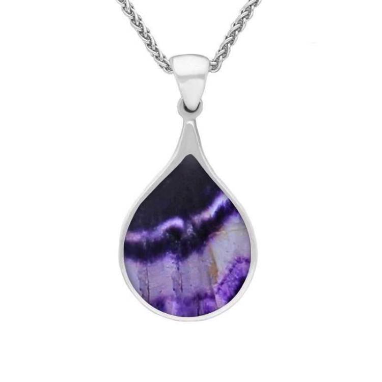 Sterling Silver Blue John Balloon Shaped Necklace - Silver