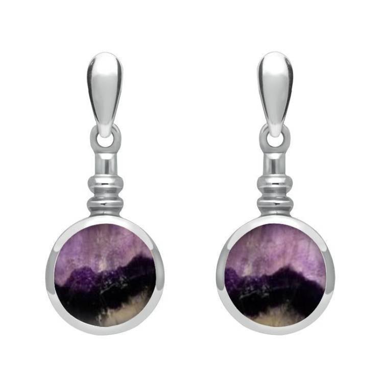 Sterling Silver Blue John Bottle Top Drop Earrings - Option1 Value Silver