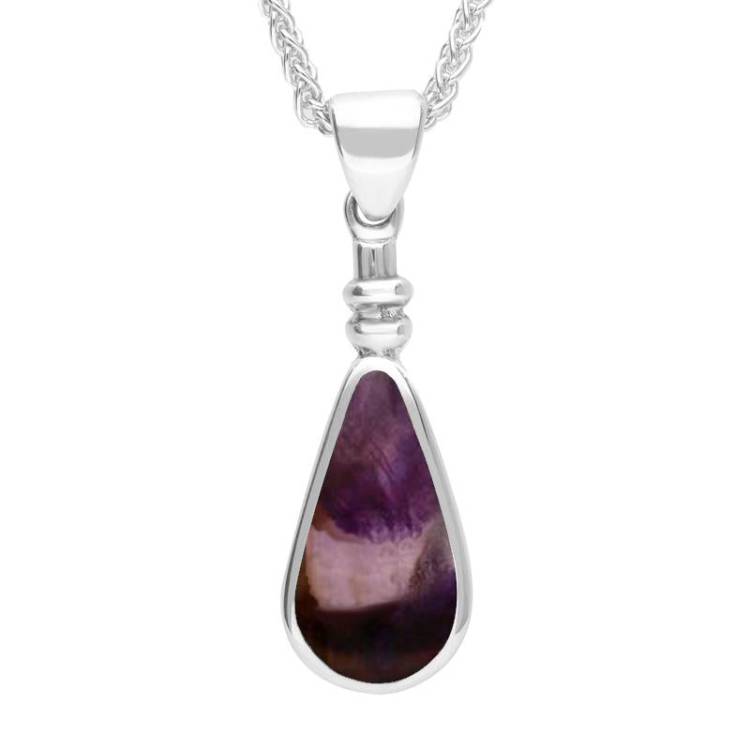 Sterling Silver Blue John Bottle Top Pear Necklace - Silver