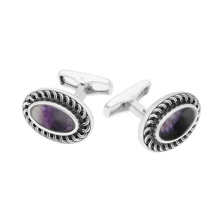 Sterling Silver Blue John Crescent Cufflinks - Option1 Value