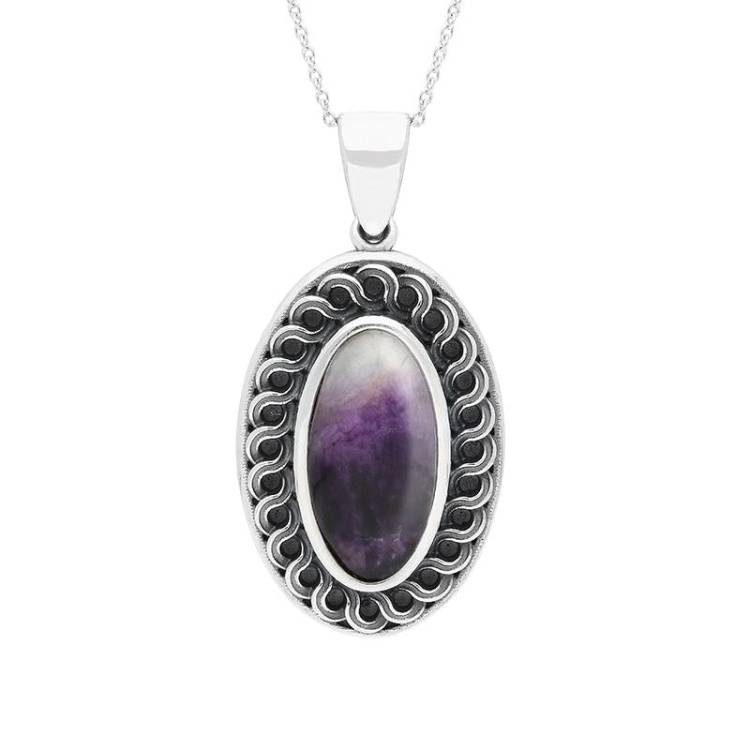 Sterling Silver Blue John Crescent Large Necklace - Option1 Value Silver