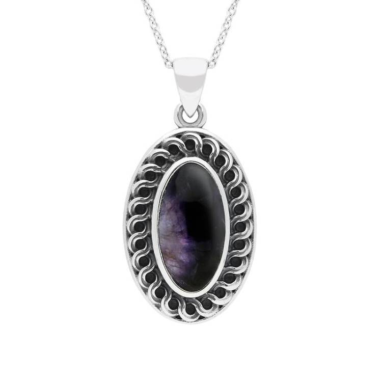 Sterling Silver Blue John Crescent Small Necklace - Option1 Value Silver