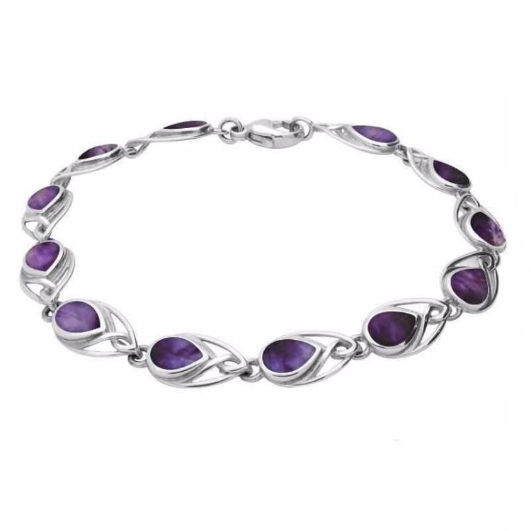 Sterling Silver Blue John Celtic Twelve Stone Pear Bracelet - Option1 Value Silver