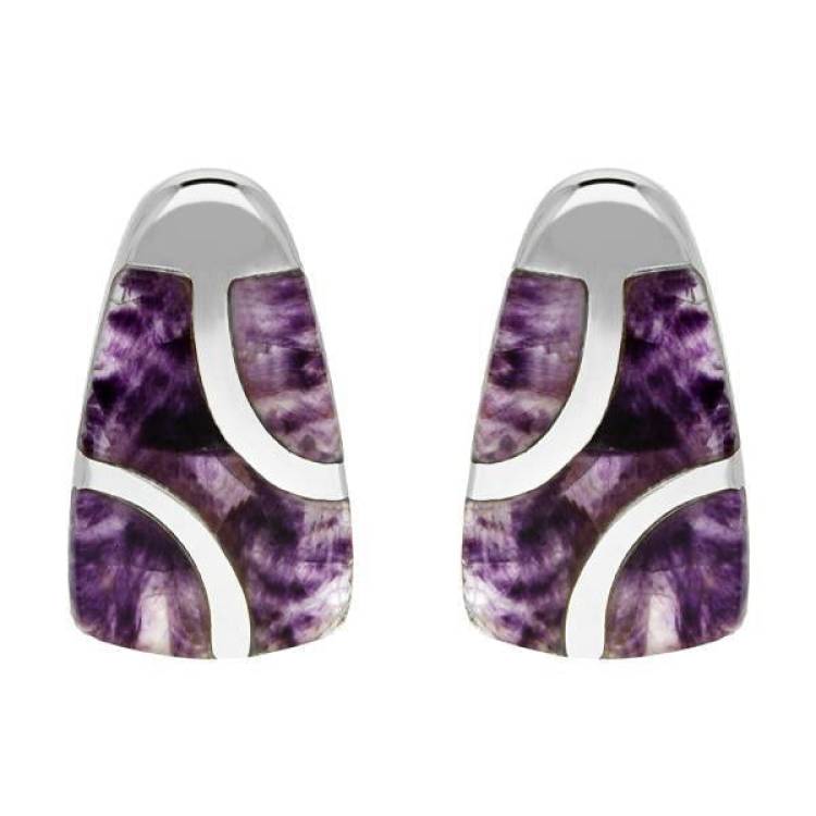 Sterling Silver Blue John Three Stone Stud Earrings - Option1 Value Silver