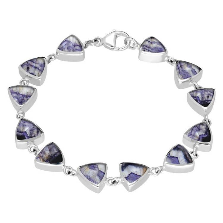 Sterling Silver Blue John Curved Triangle Bracelet - Silver