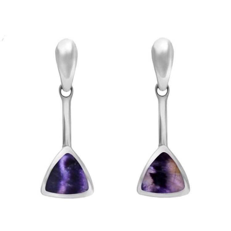 Sterling Silver Blue John Curved Triangle Drop Earrings - Silver