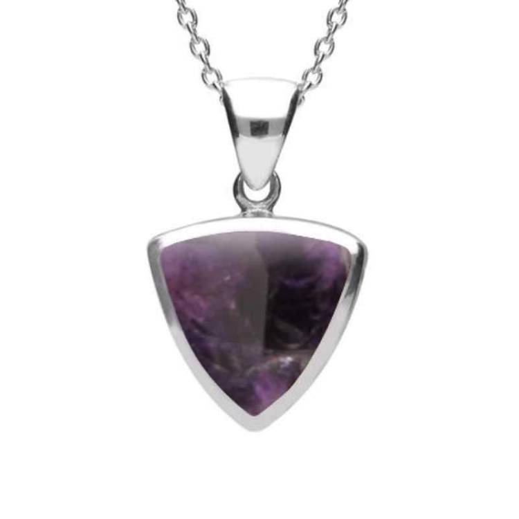 Sterling Silver Blue John Curved Triangle Necklace - Silver