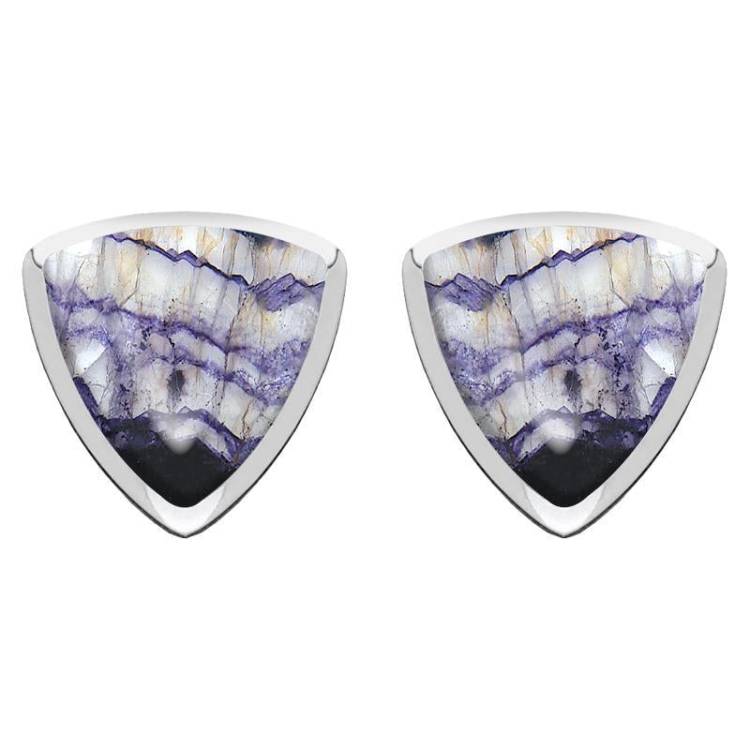 Sterling Silver Blue John Curved Triangle Stud Earrings - Option1 Value Silver