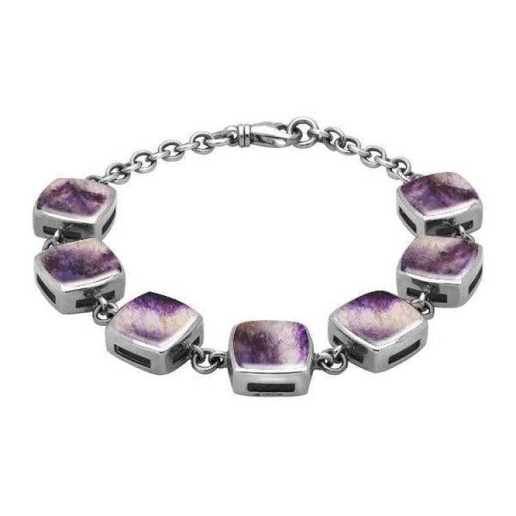 Sterling Silver Blue John Cushion Bracelet - Silver